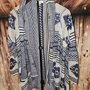 Navy and White Women's Cardigan
